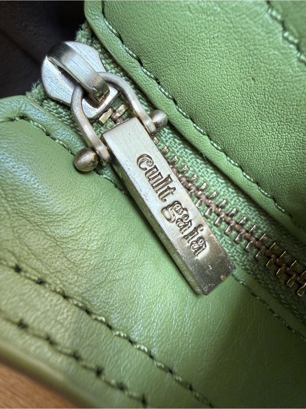 Cult Gaia Aliza Lime Green Suede Leather Shoulder Bag Gold Hardware - Picture 4 of 16